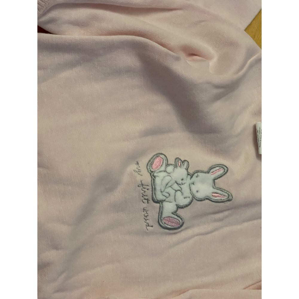 VTG Carters Baby Girl 3PC Set Sleep Gown Cardigan Footed Pants Pink Bunny 0-3M - Picture 8 of 9